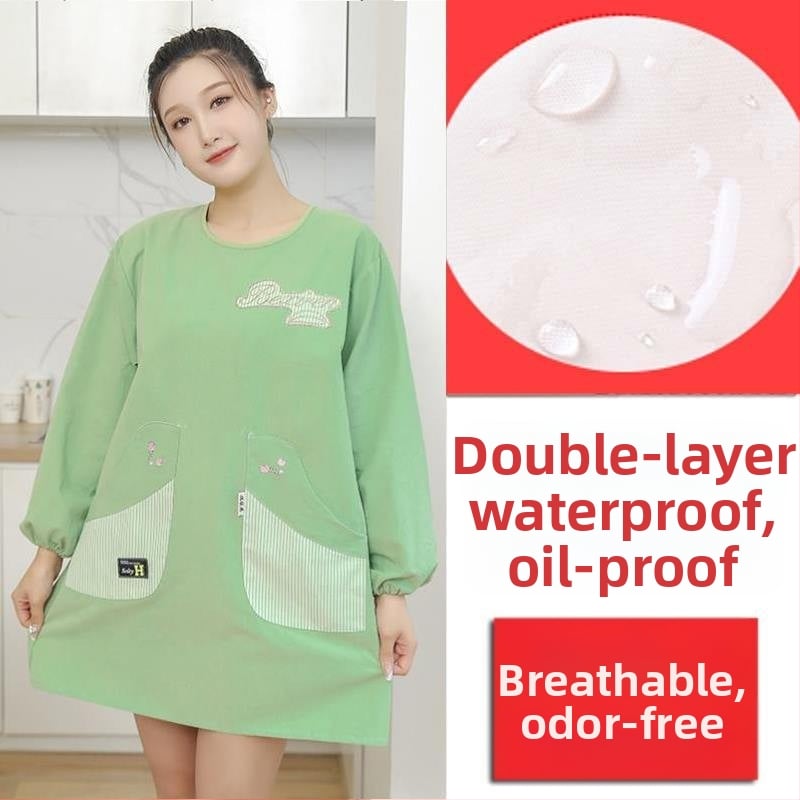 Ποδιά με μακριά μανίκια για οικιακή κουζίνα — αδιάβροχη, αντοχή στο λάδι, αναπνέουσα, λεπτή