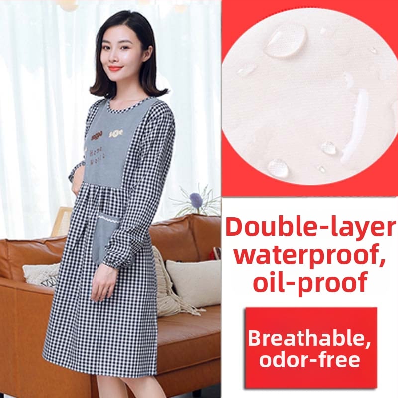 Ποδιά με μακριά μανίκια για οικιακή κουζίνα — αδιάβροχη, αντοχή στο λάδι, αναπνέουσα, λεπτή