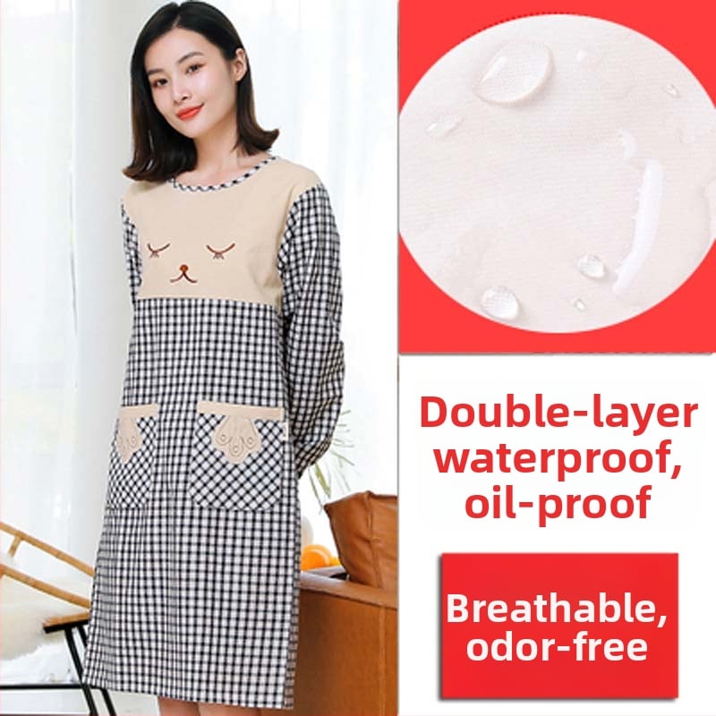 Ποδιά με μακριά μανίκια για οικιακή κουζίνα — αδιάβροχη, αντοχή στο λάδι, αναπνέουσα, λεπτή