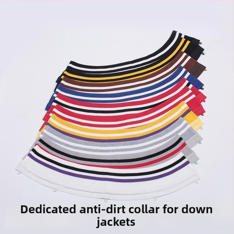 Zimná pufová bunda s odnímateľným pruhovaným bavlneným golierom - unisex, polyester, jar 2023, samostatne balené