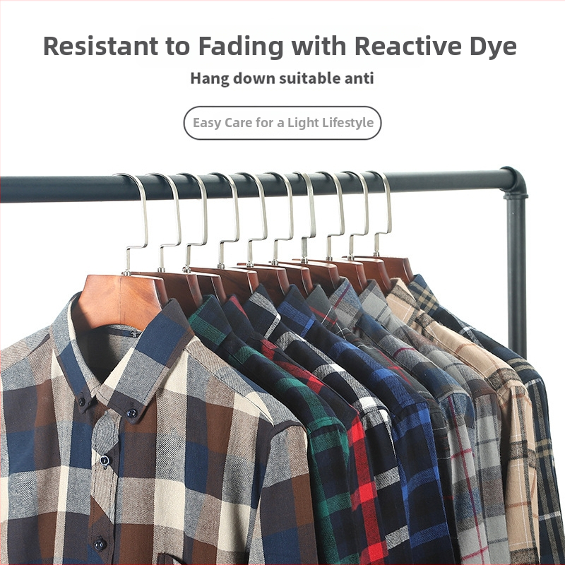 Pánska košeľa s dlhým rukávom, kockovaná bavlna, štvorcový golier, voľno-časový štýl, vhodná na jar a jeseň