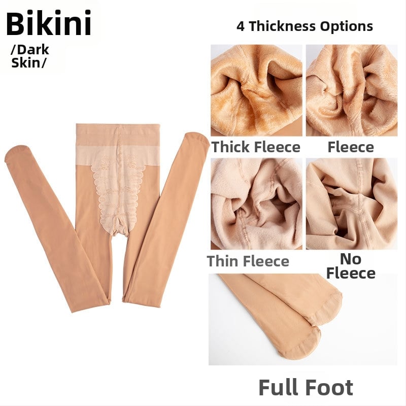 Nylon harisnya, egységes minta, bikini kivágás, vastagított, szexi stílus