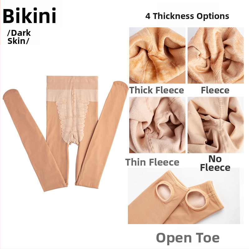 Nylon harisnya, egységes minta, bikini kivágás, vastagított, szexi stílus