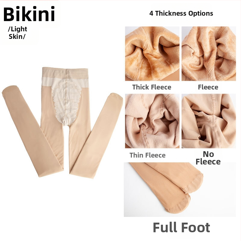 Nylon harisnya, egységes minta, bikini kivágás, vastagított, szexi stílus