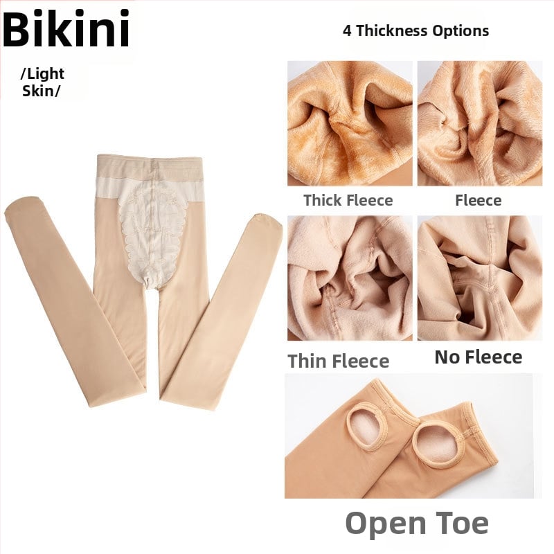 Nylon harisnya, egységes minta, bikini kivágás, vastagított, szexi stílus