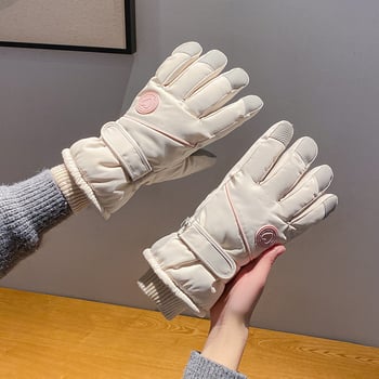 Női téli kerékpáros kesztyű, meleg, vastag, polár béléssel, érintőképernyős, vízlepergető, elektromos járművekhez és hideg időben való síeléshez alkalmas.