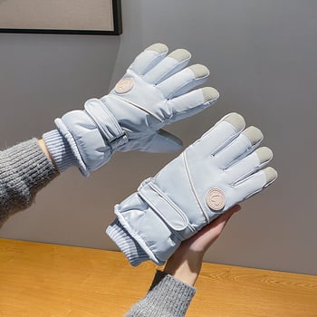 Női téli kerékpáros kesztyű, meleg, vastag, polár béléssel, érintőképernyős, vízlepergető, elektromos járművekhez és hideg időben való síeléshez alkalmas.