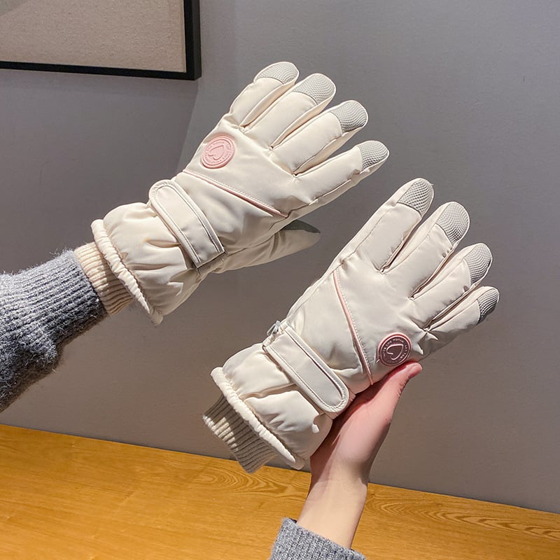 Női téli kerékpáros kesztyű, meleg, vastag, polár béléssel, érintőképernyős, vízlepergető, elektromos járművekhez és hideg időben való síeléshez alkalmas.