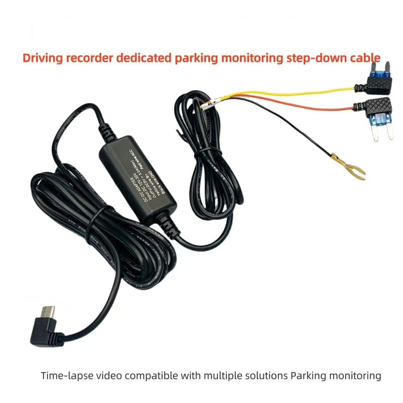 3 eres feszültségcsökkentő kábel DVR-hez, C típusú 12V/24V - 5V tápkimenet autóba, 5V/3A time-lapse felvétel.