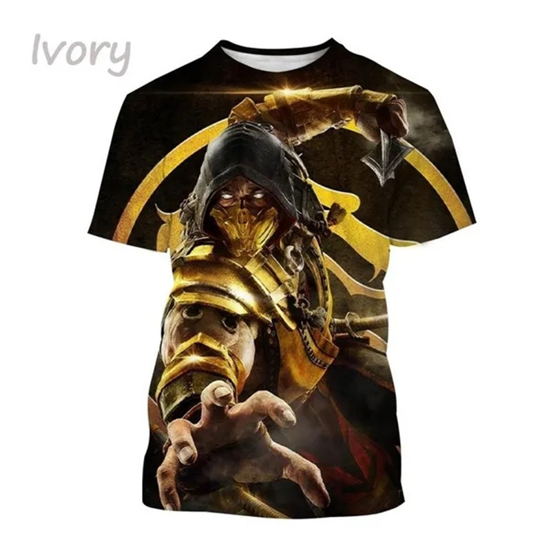 Vară fierbinte vânzare Real Kombat joc 3D imprimat mânecă scurtă stil stradal cool bărbați casual tricou