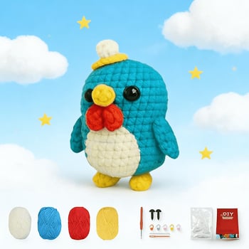 Set de materiale de croșetat DIY pentru tricotat transfrontalier, set de materiale de croșetat cu fire, decorațiuni cu pui și păpuși, en-gros