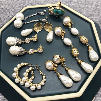 Függő fülbevalók, közepes hosszúságú fülbevalók, barokk fülbevalók gyöngy láva hatással