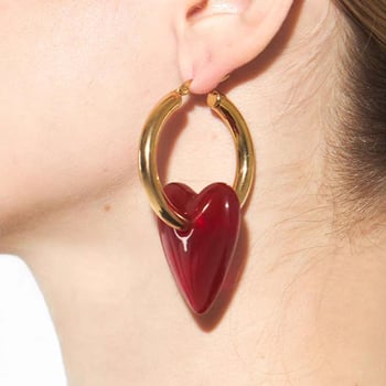 Europske i američke retro naušnice i ogrlica s crvenim srcem, retro i vrhunske velike naušnice s obručem, dugi lančić za džemper