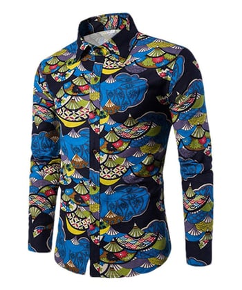 Ανεξάρτητος ευρωπαϊκός και αμερικανικός ιστότοπος εξωτερικού εμπορίου για διασυνοριακές συναλλαγές Άνοιξη/Φθινόπωρο Νέο ανδρικό casual μακρυμάνικο πουκάμισο με γεωμετρικά σχέδια Ανδρικά ρούχα