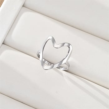 Inel nou din oțel inoxidabil cu stea modernă cu cinci colțuri, croială unică, formă de inimă sculptată, inel simplu din oțel titan