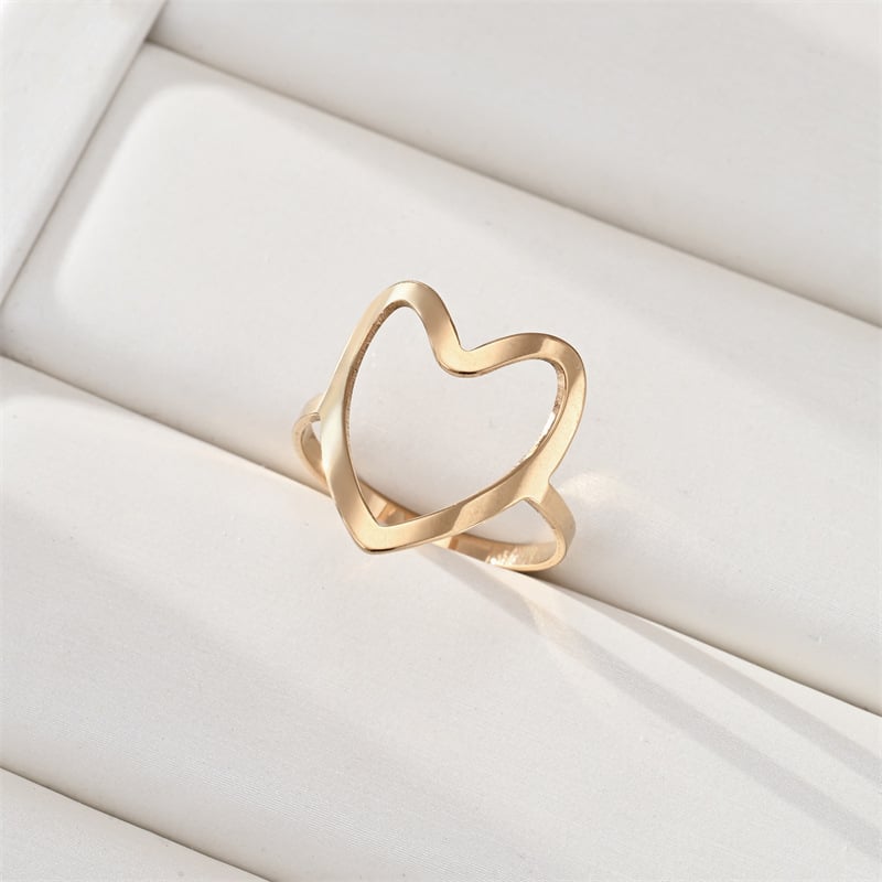 Inel nou din oțel inoxidabil cu stea modernă cu cinci colțuri, croială unică, formă de inimă sculptată, inel simplu din oțel titan