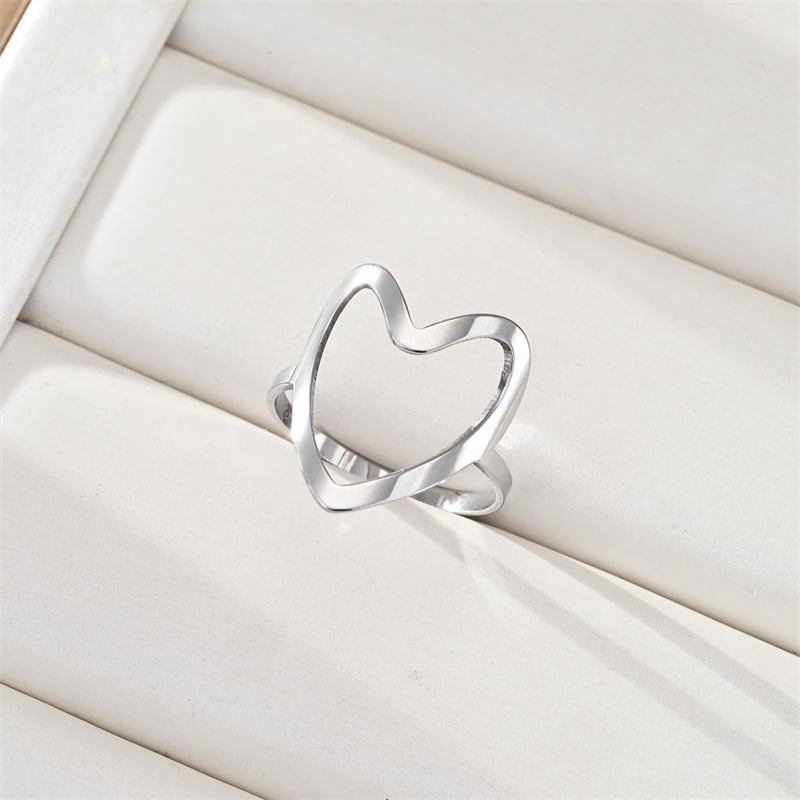 Inel nou din oțel inoxidabil cu stea modernă cu cinci colțuri, croială unică, formă de inimă sculptată, inel simplu din oțel titan