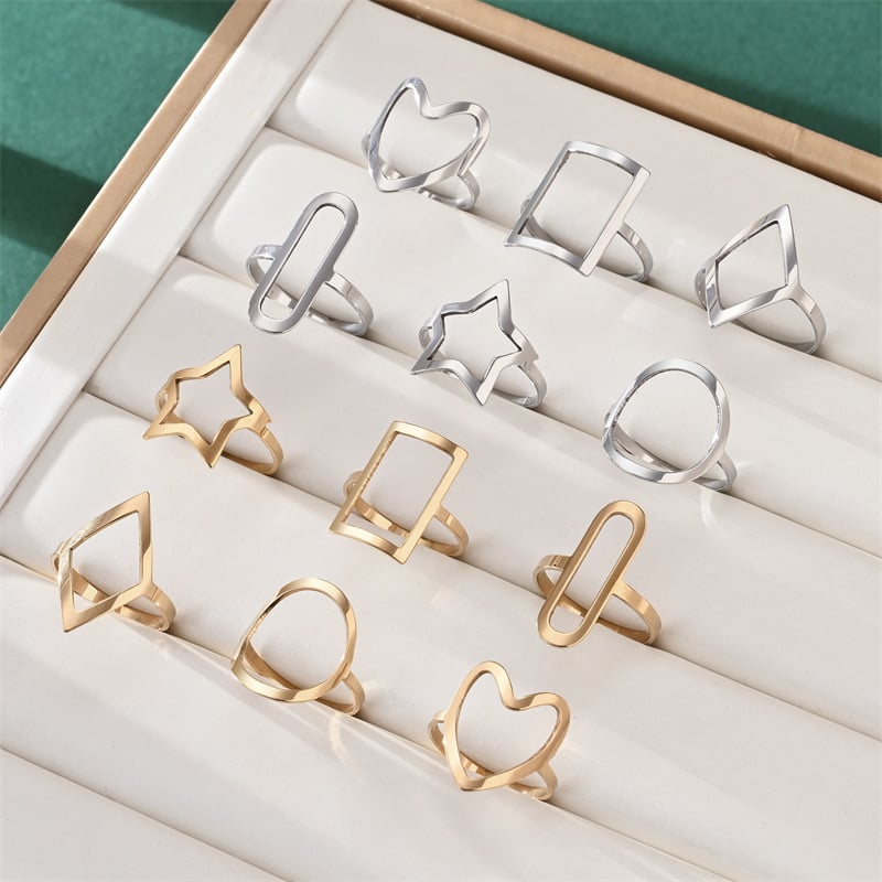 Inel nou din oțel inoxidabil cu stea modernă cu cinci colțuri, croială unică, formă de inimă sculptată, inel simplu din oțel titan