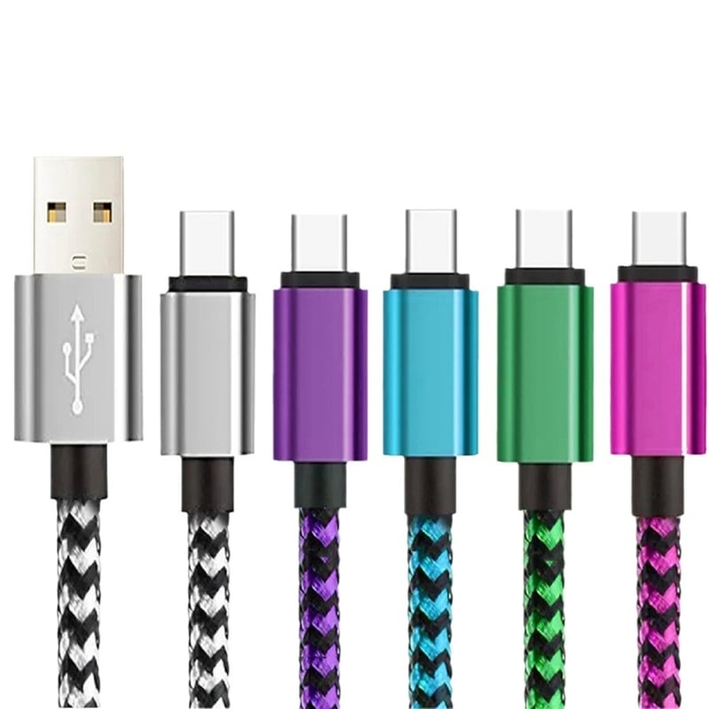 Плетена кабелна връзка Type-C за бързо зареждане, найлонов кабел за данни, съвместима с телефони Android и Huawei, бързо зареждане чрез USB, трансгранична електронна търговия.