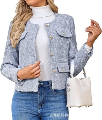 Îmbrăcăminte pentru femei pentru uz transfrontalier 2025, palton scurt de înaltă calitate, cu guler rotund, în stil Chanel, de toamnă-iarnă, în stil Chanel, tweed francez pentru femei