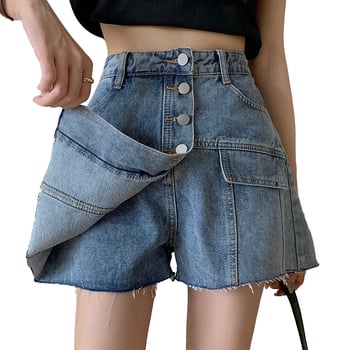 Farmerszoknya, preppy fazon, kétrészes szabású, bő szárú, laza szabású, nyári fazon, magas derék, A-vonalú, modern.