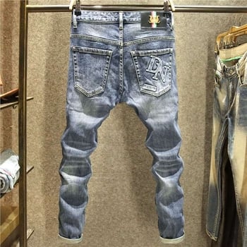 Luksuzne muške traperice u europskom stilu, jesen/zima 2023., 3D termotransfer tisak, vrhunske, elegantne, svestrane