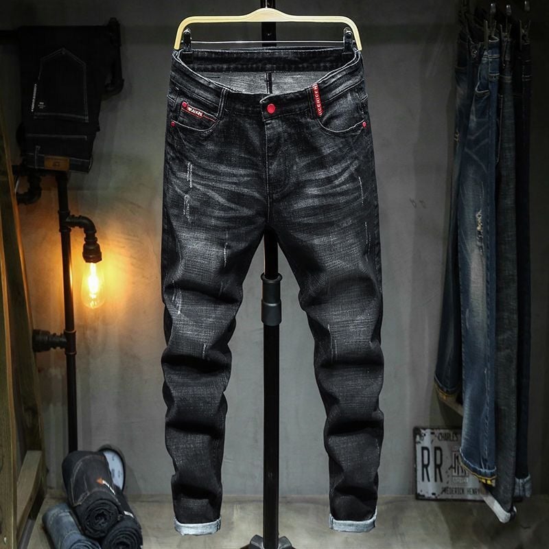 Luksuzne muške traperice u europskom stilu, jesen/zima 2023., 3D termotransfer tisak, vrhunske, elegantne, svestrane