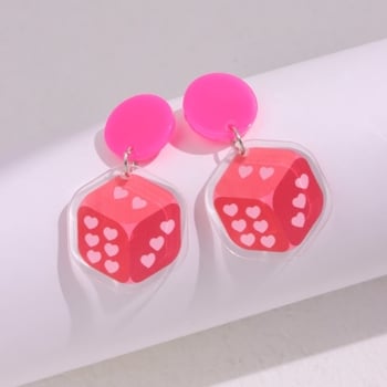 Cercei populari de Ziua Îndrăgostiților în formă de inimă cu design de inimă, săgeată, farfurie și zar pentru comerț electronic transfrontalier - Cercei acrilici