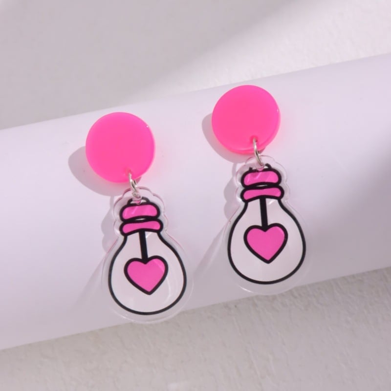 Cercei populari de Ziua Îndrăgostiților în formă de inimă cu design de inimă, săgeată, farfurie și zar pentru comerț electronic transfrontalier - Cercei acrilici