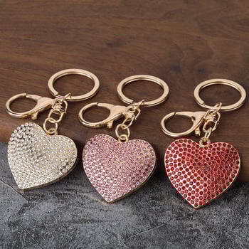 Breloc creativ în formă de inimă, la modă, încrustat cu cristale în stil coreean, geantă de cuplu rafinată și breloc auto, sursă de bunuri.