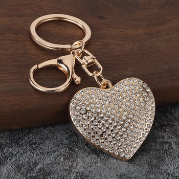 Breloc creativ în formă de inimă, la modă, încrustat cu cristale în stil coreean, geantă de cuplu rafinată și breloc auto, sursă de bunuri.