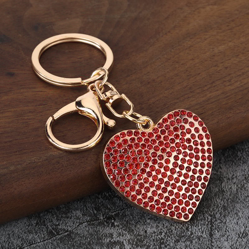 Breloc creativ în formă de inimă, la modă, încrustat cu cristale în stil coreean, geantă de cuplu rafinată și breloc auto, sursă de bunuri.