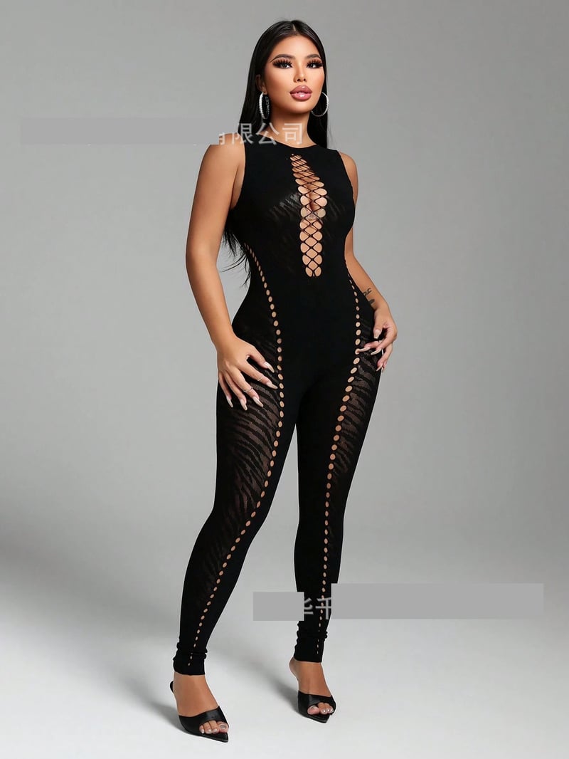 Salopetă de primăvară nouă, transfrontalieră europeană și americană, fără mâneci, cu imprimeu de tigru, cu talie înaltă, scobită în interior, sexy și la modă