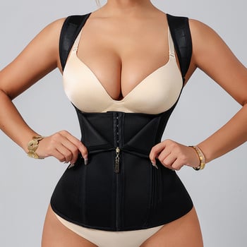 Corset din neopren, stil transfrontalier, cu fermoar și cataramă, lenjerie intimă modelatoare retro, corset amazonian.