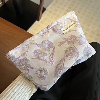 Чанта клъч в ретро стил с модерен китайски дизайн, преносима чанта за съхранение, голям капацитет за пътуване и грим.