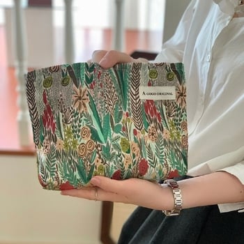 Чанта клъч в ретро стил с модерен китайски дизайн, преносима чанта за съхранение, голям капацитет за пътуване и грим.