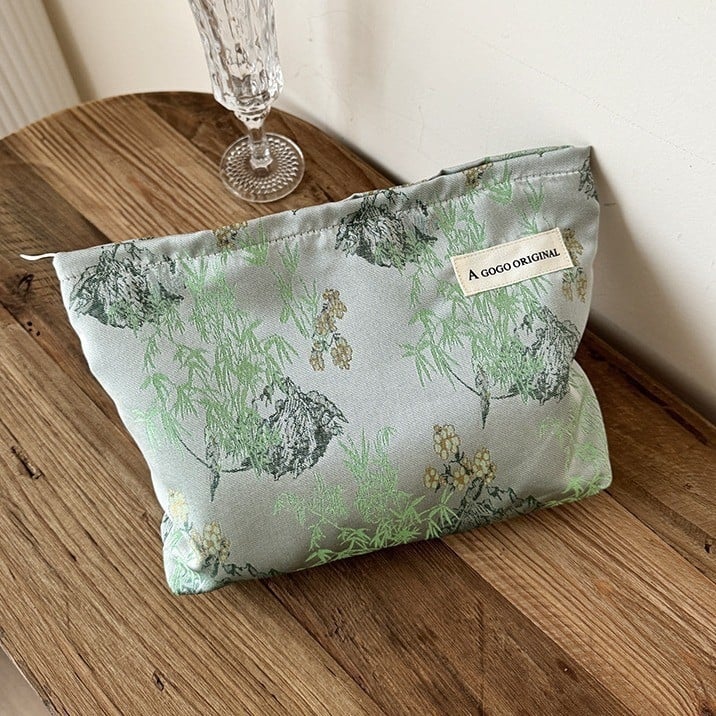 Чанта клъч в ретро стил с модерен китайски дизайн, преносима чанта за съхранение, голям капацитет за пътуване и грим.