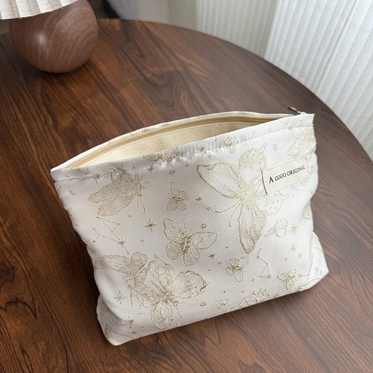 Чанта клъч в ретро стил с модерен китайски дизайн, преносима чанта за съхранение, голям капацитет за пътуване и грим.