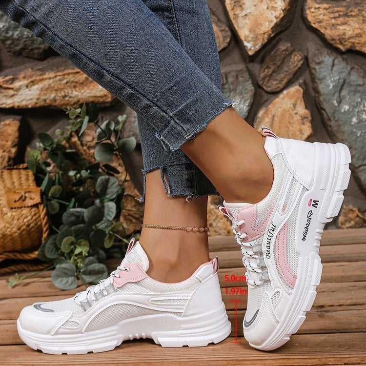 Дамски спортни обувки, модерни ежедневни леки обувки с дишаща мрежеста горна част, идеални за лятото, тънки, модерни и универсални.