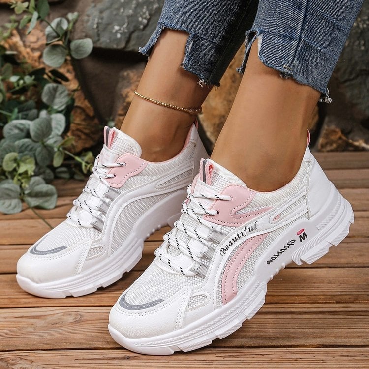 Дамски спортни обувки, модерни ежедневни леки обувки с дишаща мрежеста горна част, идеални за лятото, тънки, модерни и универсални.