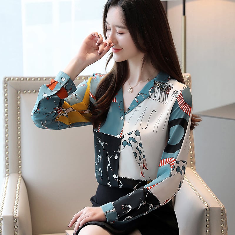 Реални снимки на пролетна дамска копринена риза за 2025 г., дълъг ръкав, модна риза с черничев цвят, уникален дизайн