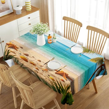 Нова покривка за маса в трансграничен стил, водоустойчива, правоъгълна с плажна мида, декоративна покривка от висок клас