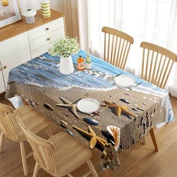 Нова покривка за маса в трансграничен стил, водоустойчива, правоъгълна с плажна мида, декоративна покривка от висок клас