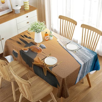 Нова покривка за маса в трансграничен стил, водоустойчива, правоъгълна с плажна мида, декоративна покривка от висок клас