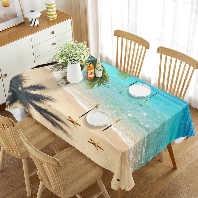 Нова покривка за маса в трансграничен стил, водоустойчива, правоъгълна с плажна мида, декоративна покривка от висок клас
