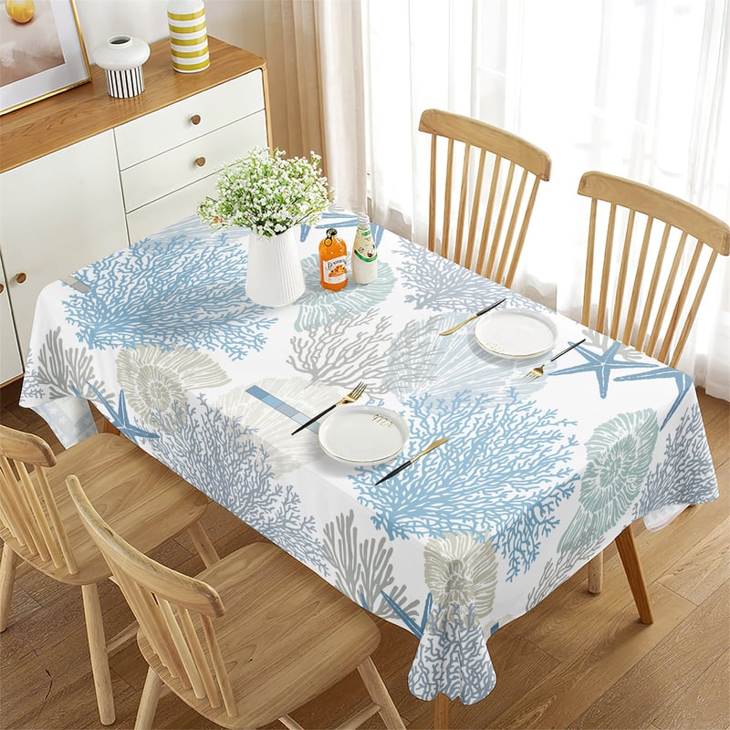 Нова покривка за маса в трансграничен стил, водоустойчива, правоъгълна с плажна мида, декоративна покривка от висок клас