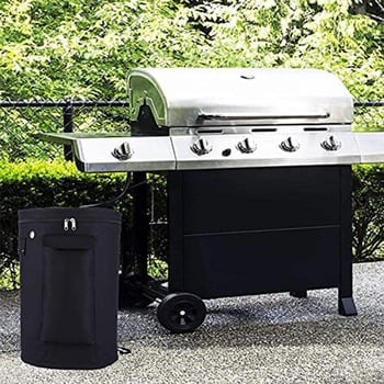 Черна капачка за пропанова бутилка, калъф за пропанова бутилка от плат Оксфорд, защитен калъф за пропанова бутилка, водоустойчива и вентилирана капачка за бутилка.