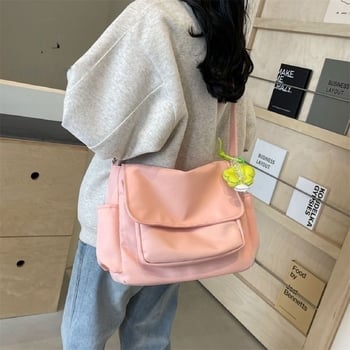 Дамска чанта през рамо на едро, нов стил, платнена, подходяща за пътуване до училище, корейски стил, свежа и сладка, ежедневна чанта през рамо за студентки