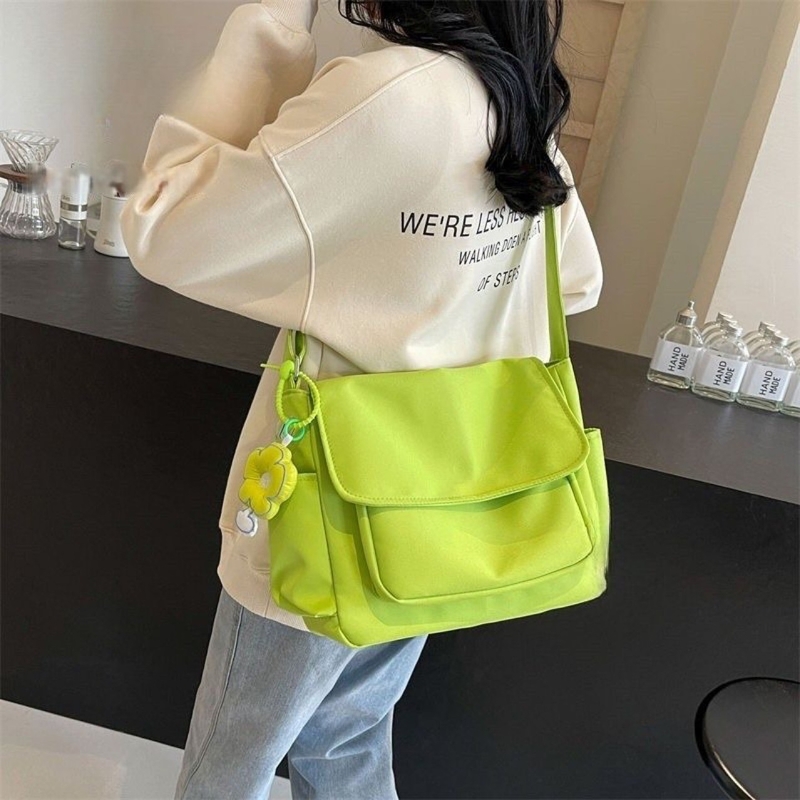 Дамска чанта през рамо на едро, нов стил, платнена, подходяща за пътуване до училище, корейски стил, свежа и сладка, ежедневна чанта през рамо за студентки