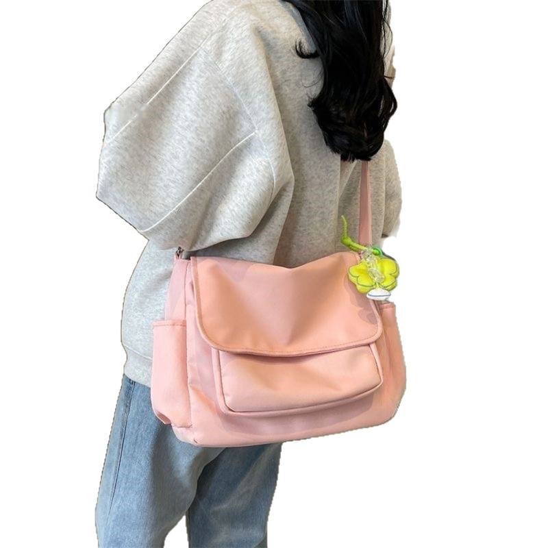 Дамска чанта през рамо на едро, нов стил, платнена, подходяща за пътуване до училище, корейски стил, свежа и сладка, ежедневна чанта през рамо за студентки